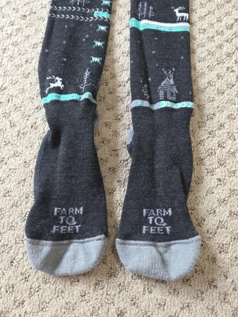 Farm-to-Feet Women’s Black Knee-High Socks with Teal Accent